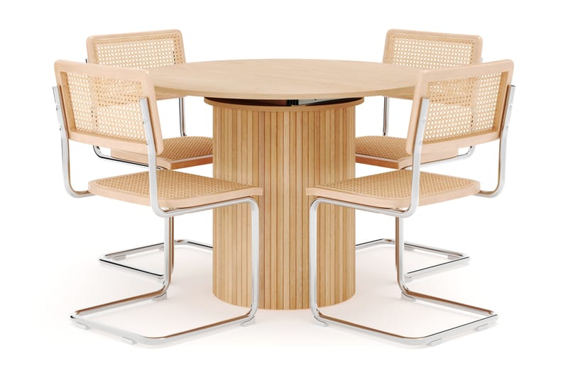 Kopparbo Matbord Runt 106 cm Förlängningsbart med 4 st Build Matstolar - Vit - Möbler - Bord & matgrupp - Matgrupp