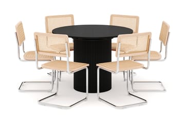 Kopparbo Matbord Runt 106 cm Förlängningsbart med 6 st Build Matstolar - Svart - Möbler - Bord & matgrupp - Matgrupp