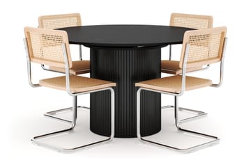 Kopparbo Matbord Runt 130 cm Förlängningsbart med 4 st Build Matstolar - Svart - Möbler - Bord & matgrupp - Matgrupp