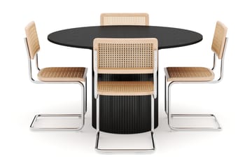Kopparbo Matbord Runt 130 cm Förlängningsbart med 4 st Build Matstolar - Svart - Möbler - Bord & matgrupp - Matgrupp