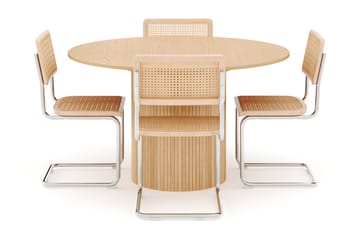 Kopparbo Matbord Runt 130 cm Förlängningsbart med 4 st Build Matstolar - Vit - Möbler - Bord & matgrupp - Matgrupp