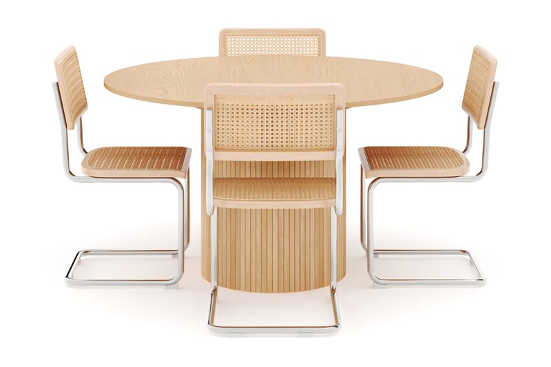 Kopparbo Matbord Runt 130 cm Förlängningsbart med 4 st Build Matstolar - Vit - Möbler - Bord & matgrupp - Matgrupp