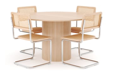 Kopparbo Matbord Runt 130 cm med 4 st Build Matstolar - Beige - Möbler - Bord & matgrupp - Matgrupp