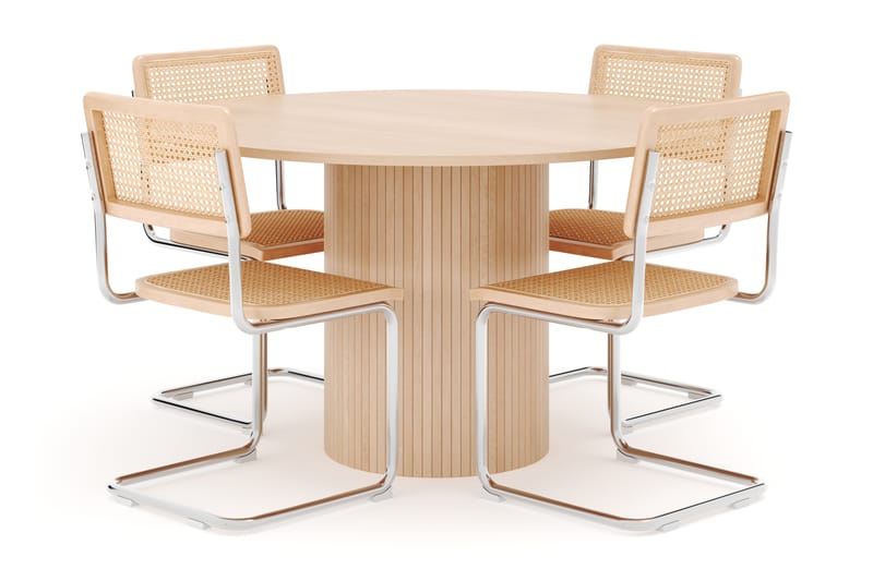 Kopparbo Matbord Runt 130 cm med 4 st Build Matstolar - Beige - Möbler - Bord & matgrupp - Matgrupp