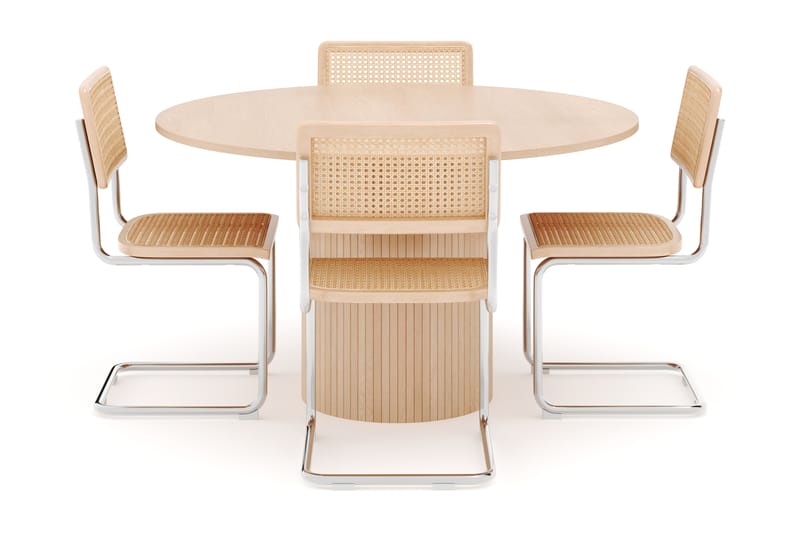 Kopparbo Matbord Runt 130 cm med 4 st Build Matstolar - Beige - Möbler - Bord & matgrupp - Matgrupp