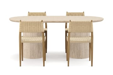 Kopparbo Matbord Travetin utseende med 4 st Jamna Matstolar - Beige - Möbler - Bord & matgrupp - Matgrupp