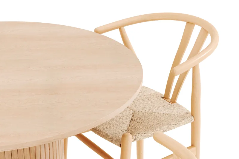 Kopparbo Matgrupp 106 cm Rund Förlängningsbart med 4 Dastoori Matstolar - Whitewash - Möbler - Bord & matgrupp - Matgrupp