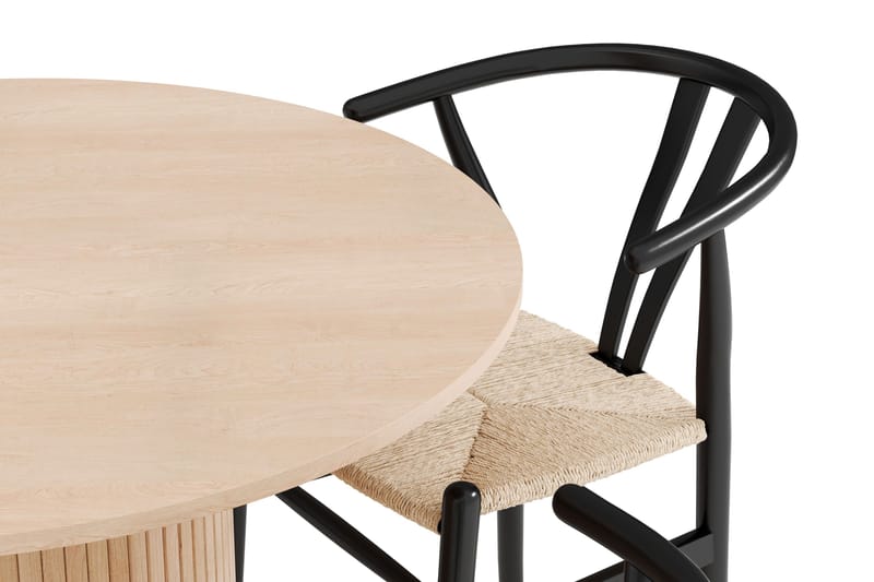 Kopparbo Matgrupp 106 cm Rund Förlängningsbart med 4 Dastoori Matstolar - Whitewash - Möbler - Bord & matgrupp - Matgrupp