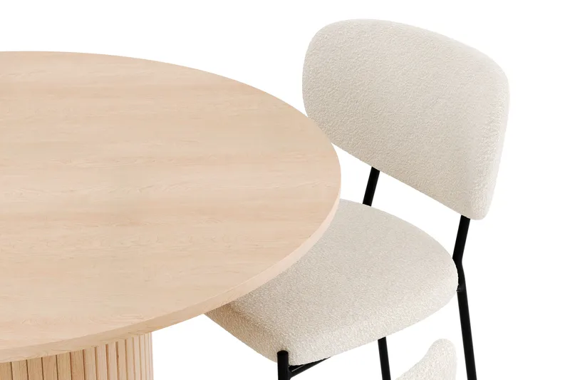 Kopparbo Matgrupp 106 cm Rund Förlängningsbart med 4 Gemmiano Matstolar - Whitewash - Möbler - Bord & matgrupp - Matgrupp