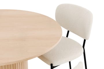 Kopparbo Matgrupp 106 cm Rund Förlängningsbart med 4 Gemmiano Matstolar - Whitewash - Möbler - Bord & matgrupp - Matgrupp