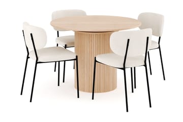 Kopparbo Matgrupp 106 cm Rund Förlängningsbart med 4 Gemmiano Matstolar - Whitewash - Möbler - Bord & matgrupp - Matgrupp