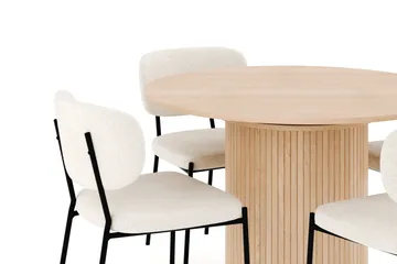 Kopparbo Matgrupp 106 cm Rund Förlängningsbart med 4 Gemmiano Matstolar - Whitewash - Möbler - Bord & matgrupp - Matgrupp