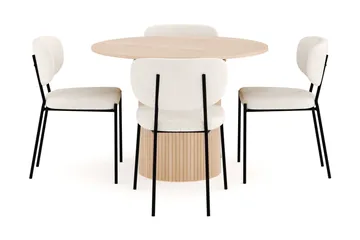 Kopparbo Matgrupp 106 cm Rund Förlängningsbart med 4 Gemmiano Matstolar - Whitewash - Möbler - Bord & matgrupp - Matgrupp