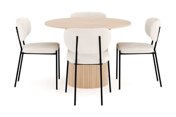 Kopparbo Matgrupp 106 cm Rund Förlängningsbart med 4 Gemmiano Matstolar - Whitewash - Möbler - Bord & matgrupp - Matgrupp