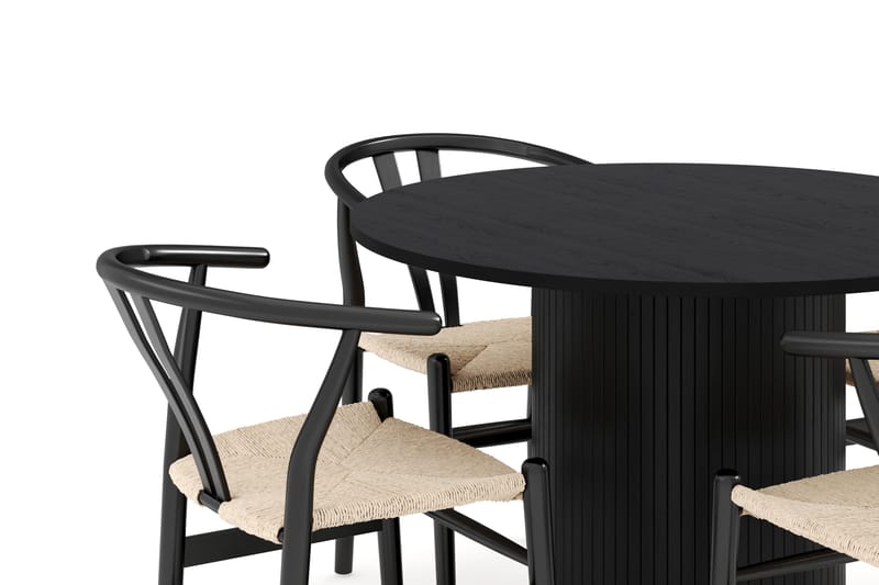 Kopparbo Matgrupp 106 cm Rund med 4 Dastoori Matstol - 2220067-4,2229318-1 - Svart - Möbler - Bord & matgrupp - Matgrupp