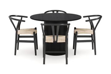 Kopparbo Matgrupp 106 cm Rund med 4 Dastoori Matstol - 2220067-4,2229318-1 - Svart - Möbler - Bord & matgrupp - Matgrupp