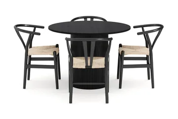 Kopparbo Matgrupp 106 cm Rund med 4 Dastoori Matstol - Svart - Möbler - Bord & matgrupp - Matgrupp