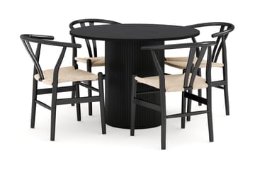 Kopparbo Matgrupp 106 cm Rund med 4 Dezuid Matstol - Svart - Möbler - Bord & matgrupp - Matgrupp