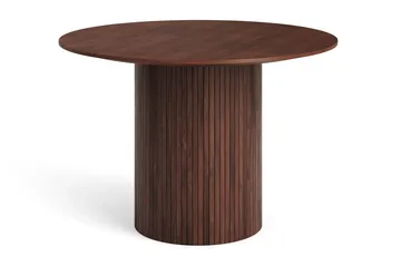 Kopparbo Matgrupp 110 cm runt i Valnöt med 4 Amelia Matstolar med Dyna - Valnöt/Beige - Möbler - Bord & matgrupp - Matgrupp