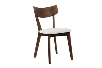 Kopparbo Matgrupp 110 cm runt i Valnöt med 4 Amelia Matstolar med Dyna - Valnöt/Beige - Möbler - Bord & matgrupp - Matgrupp