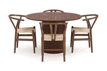 Kopparbo Matgrupp 120 cm Rund med 4 Dastoori Matstol - 2220070-4,2223290-1 - Mörkbrun - Möbler - Bord & matgrupp - Matgrupp