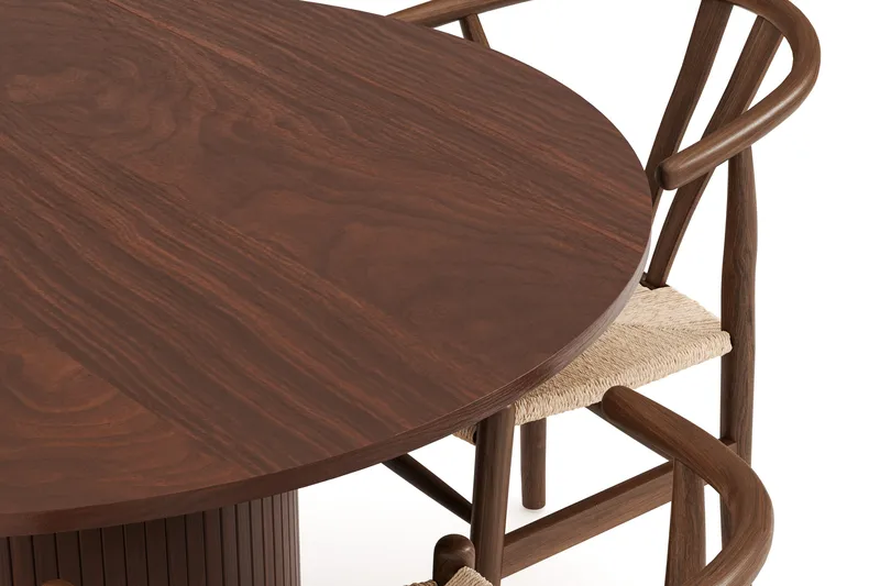 Kopparbo Matgrupp 120 cm Rund med 4 Dastoori Matstol - 2220070-4,2223290-1 - Mörkbrun - Möbler - Bord & matgrupp - Matgrupp