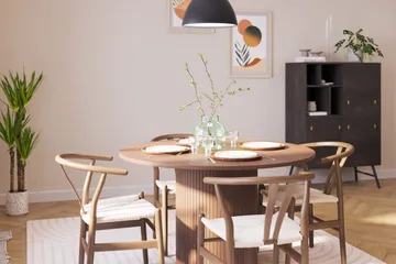 Kopparbo Matgrupp 120 cm Rund med 4 Dastoori Matstol - Mörkbrun - Möbler - Bord & matgrupp - Matgrupp