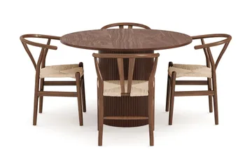 Kopparbo Matgrupp 120 cm Rund med 4 Dastoori Matstol - Mörkbrun - Möbler - Bord & matgrupp - Matgrupp