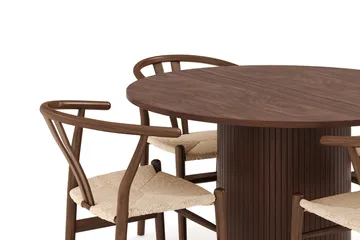 Kopparbo Matgrupp 120 cm Rund med 4 Dastoori Matstol - Mörkbrun - Möbler - Bord & matgrupp - Matgrupp