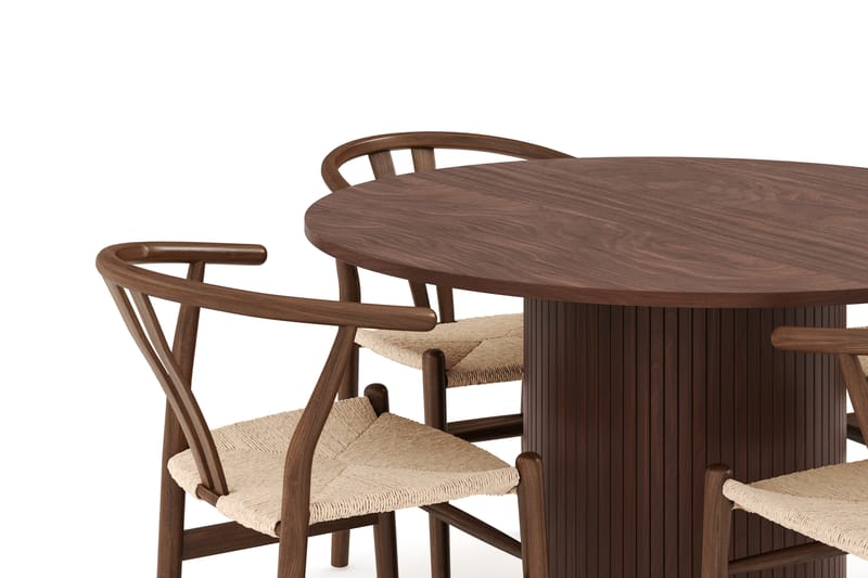 Kopparbo Matgrupp 120 cm Rund med 4 Dastoori Matstol - Mörkbrun - Möbler - Bord & matgrupp - Matgrupp