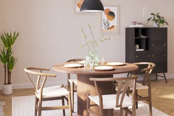 Kopparbo Matgrupp 120 cm Rund med 4 Dastoori Matstol - Mörkbrun - Möbler - Bord & matgrupp - Matgrupp