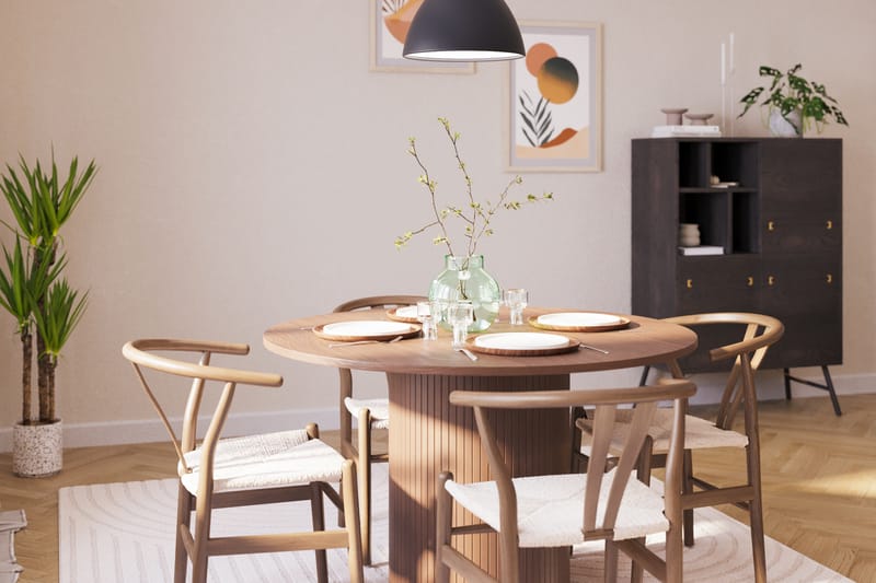 Kopparbo Matgrupp 120 cm Rund med 4 Dastoori Matstol - Mörkbrun - Möbler - Bord & matgrupp - Matgrupp