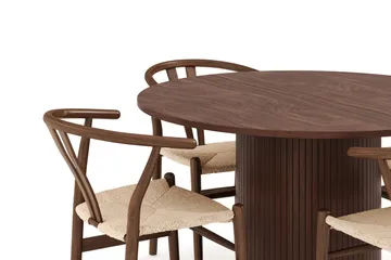 Kopparbo Matgrupp 120 cm Rund med 4 Dastoori Matstol - Mörkbrun - Möbler - Bord & matgrupp - Matgrupp