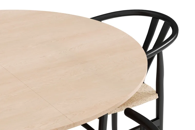 Kopparbo Matgrupp 130 cm Rund Förlängningsbart med 4 Dastoori Matstolar - Whitewash - Möbler - Bord & matgrupp - Matgrupp