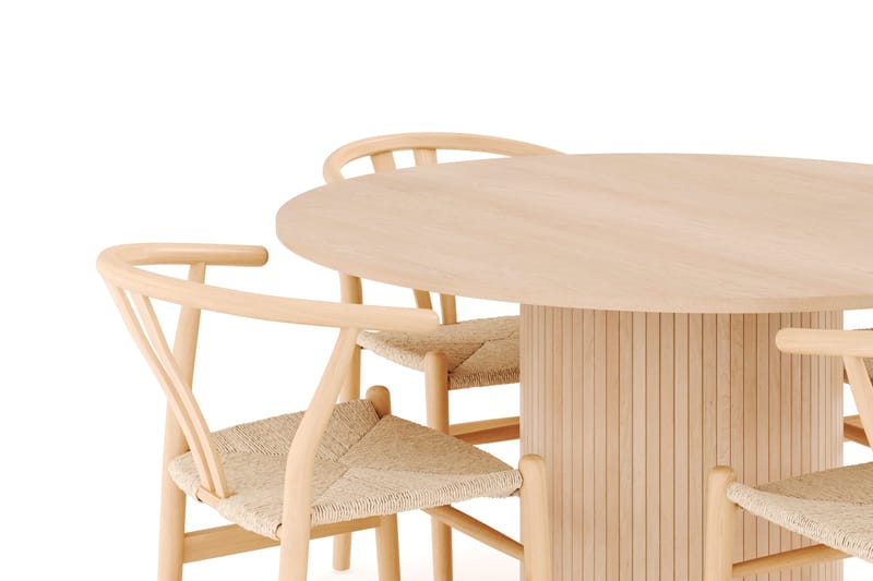 Kopparbo Matgrupp 130 cm Rund med 4 Dastoori Matstol - 2220068-4,2223288-1 - Beige - Möbler - Bord & matgrupp - Matgrupp