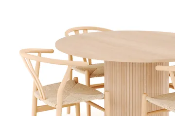 Kopparbo Matgrupp 130 cm Rund med 4 Dastoori Matstol - Beige - Möbler - Bord & matgrupp - Matgrupp