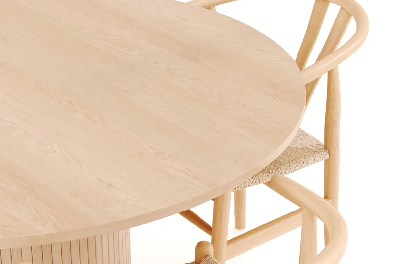 Kopparbo Matgrupp 130 cm Rund med 4 Dastoori Matstol - Beige - Möbler - Bord & matgrupp - Matgrupp