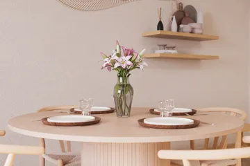 Kopparbo Matgrupp 130 cm Rund med 4 Dastoori Matstol - Beige - Möbler - Bord & matgrupp - Matgrupp