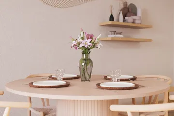 Kopparbo Matgrupp 130 cm Rund med 4 Dastoori Matstolar - Beige - Möbler - Bord & matgrupp - Matgrupp