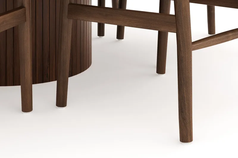 Kopparbo Matgrupp 150 cm Rund med 6 Dastoori Matstolar - Valnöt - Möbler - Bord & matgrupp - Matgrupp