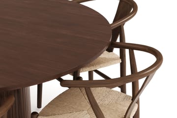 Kopparbo Matgrupp 150 cm Rund med 6 Dastoori Matstolar - Valnöt - Möbler - Bord & matgrupp - Matgrupp