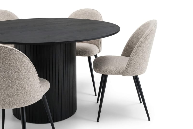 Kopparbo Matgrupp 150 cm runt med 6 Nibe Plus Mastolar - Svartlaserad ek - Möbler - Bord & matgrupp - Matgrupp