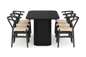 Kopparbo Matgrupp 160 cm med 6 Dastoori Matstol - Svart - Möbler - Bord & matgrupp - Matgrupp