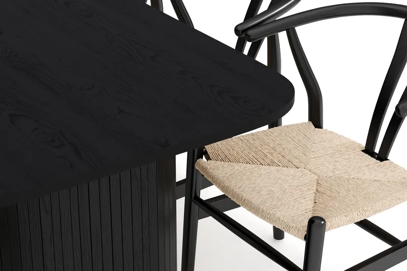 Kopparbo Matgrupp 160 cm med 6 Dastoori Matstol - Svart - Möbler - Bord & matgrupp - Matgrupp