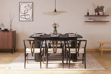 Kopparbo Matgrupp 160 cm med 6 Dastoori Matstol - Svart - Möbler - Bord & matgrupp - Matgrupp