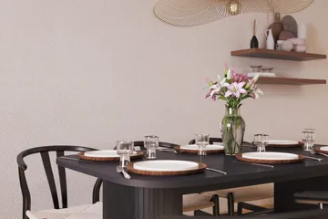 Kopparbo Matgrupp 160 cm med 6 Dastoori Matstolar - Svart - Möbler - Bord & matgrupp - Matgrupp