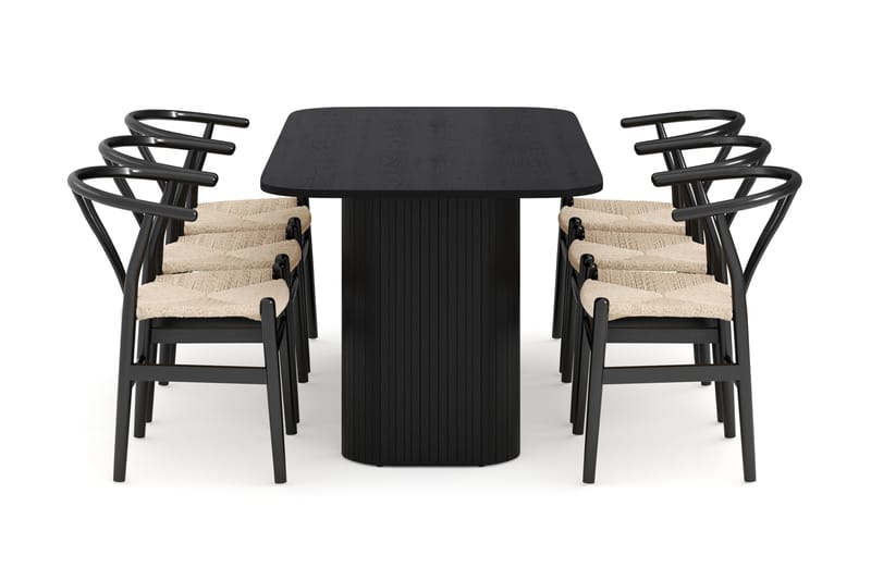 Kopparbo Matgrupp 160 cm med 6 Dastoori Matstolar - Svart - Möbler - Bord & matgrupp - Matgrupp