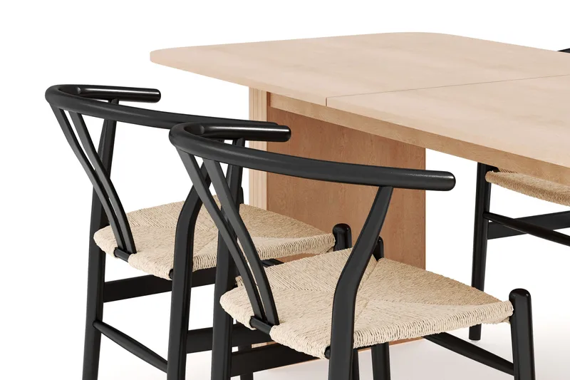 Kopparbo Matgrupp 180-240 cm Förlängningsbart med 4 Dastoori Matstolar - Whitewash - Möbler - Bord & matgrupp - Matgrupp