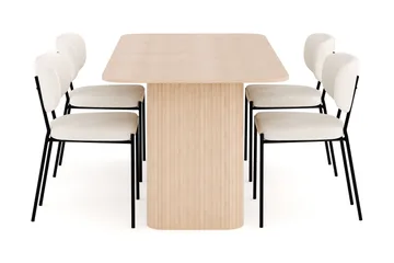 Kopparbo Matgrupp 180-240 cm Förlängningsbart med 4 Gemmiano Matstolar - Whitewash - Möbler - Bord & matgrupp - Matgrupp