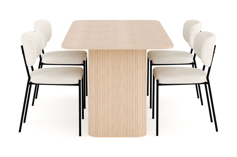 Kopparbo Matgrupp 180-240 cm Förlängningsbart med 4 Gemmiano Matstolar - Whitewash - Möbler - Bord & matgrupp - Matgrupp